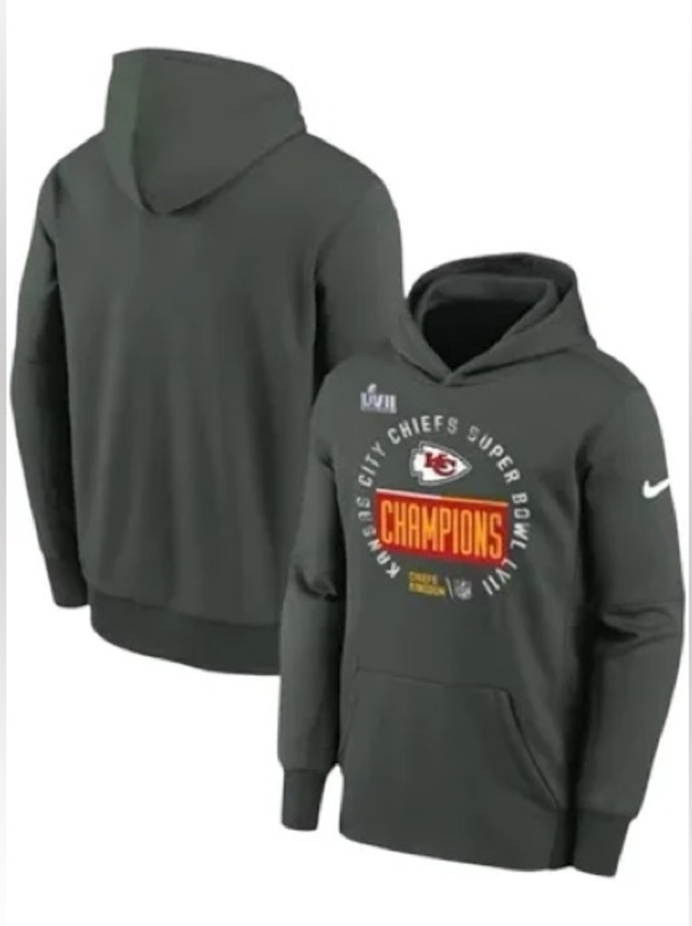 Nike  NFL Kansas City Chiefs Football Superbowl LVII Gray Hoodie Sweatshirt S